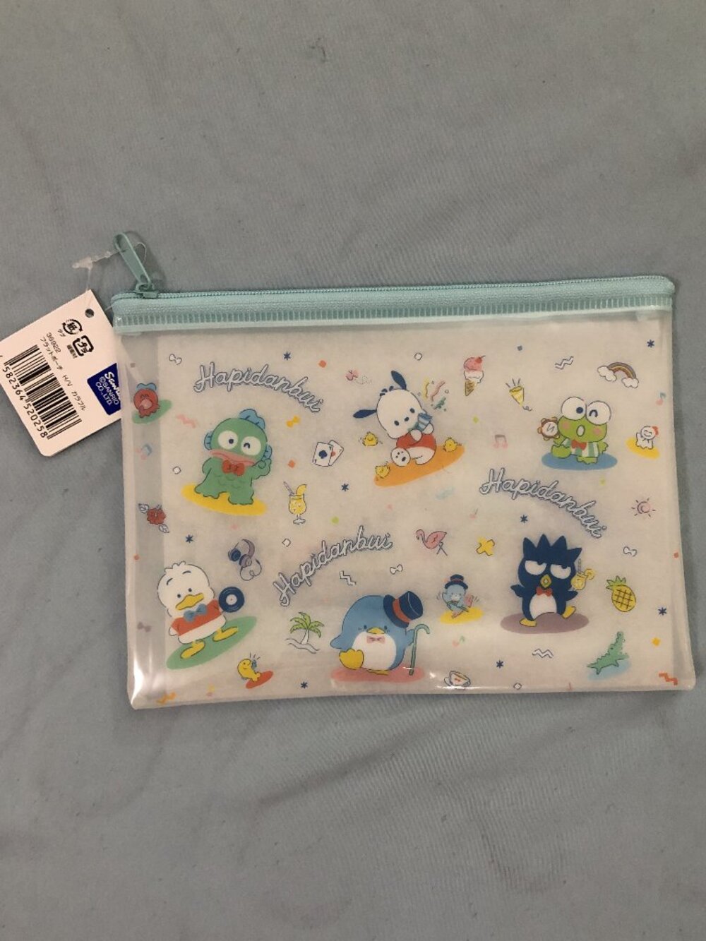 Sanrio Japan Hapidanbui Retro Boy Unit Flat Vinyl Zipper Pouch